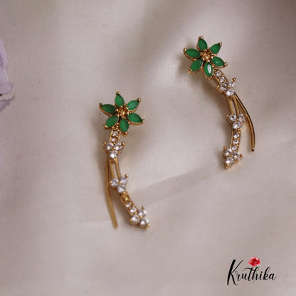 Beautiful Kemp Stone Floral Ear Climbers E7781 (Available In 3 Colours)