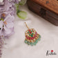 Elegant Teardrop Motifs Jadau Maang Tikka With Green Bead Drop MT350