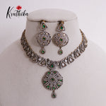 Royal Antique Victorian Necklace with Circular Pendant Drops NC2338 (Available in 5 Colours)