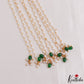 Elegant Floral Motifs Multi Pearl Strand Kemp Jada Billa With Green Bead Drops J419