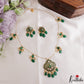 Classic Floral Teardrop Motifs Kemp Invisible Chain With Green Bead Drops NC3251 (Available In 3 Colors)