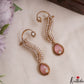 Gorgeous Leaf Teardrop Motifs CZ Victorian Ear Cuff E1138 (Available In 8 Colors)