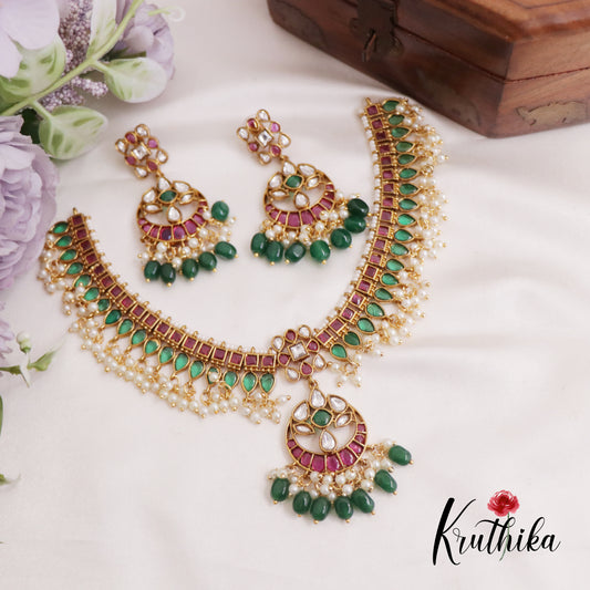 Traditional Kemp Square Teardrop Motifs Guttapoosalu Necklace NC2550