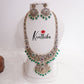 Grand AD Victorian Finish Lakshmi Pendant Haram with Beads Drops LH1982