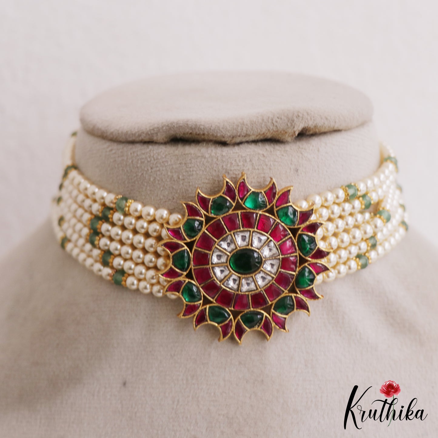 Beautiful Pearl Beaded Jadau Choker NC2769
