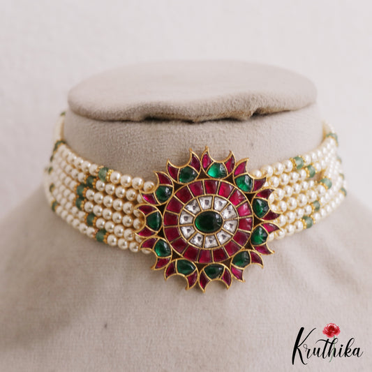 Beautiful Pearl Beaded Jadau Choker NC2769