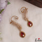 Gorgeous Leaf Teardrop Motifs CZ Victorian Ear Cuff E1138 (Available In 8 Colors)