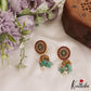Stunning Kemp Floral Jhumka Earrings With Green Bead Drops E874
