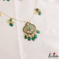 Classic Floral Teardrop Motifs Kemp Invisible Chain With Green Bead Drops NC3251 (Available In 3 Colors)