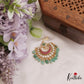 Beautiful Floral Teardrop Motifs Kemp Maang Tikka With Green Bead Drops  MT352