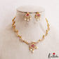 Elegant Floral Motifs CZ Victorian Necklace With Pearl Drops  NC3235 (Available In 4 Colors)