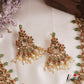 Beautiful Floral Geometric Motifs Kemp Necklace With Rice Pearl Drops NC3133