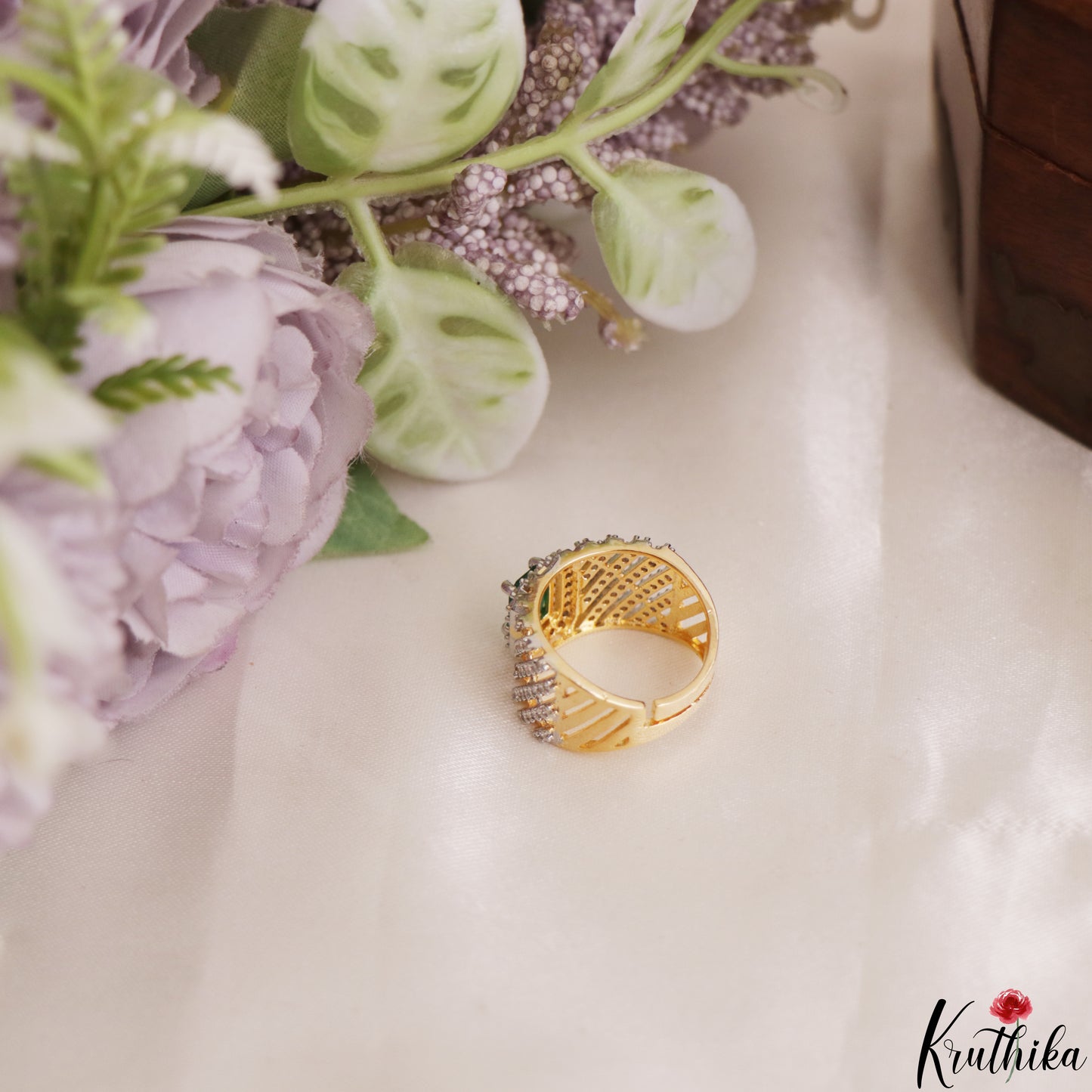Elegant Adjustable CZ Finger Ring R56 (Available in 2 Colours)