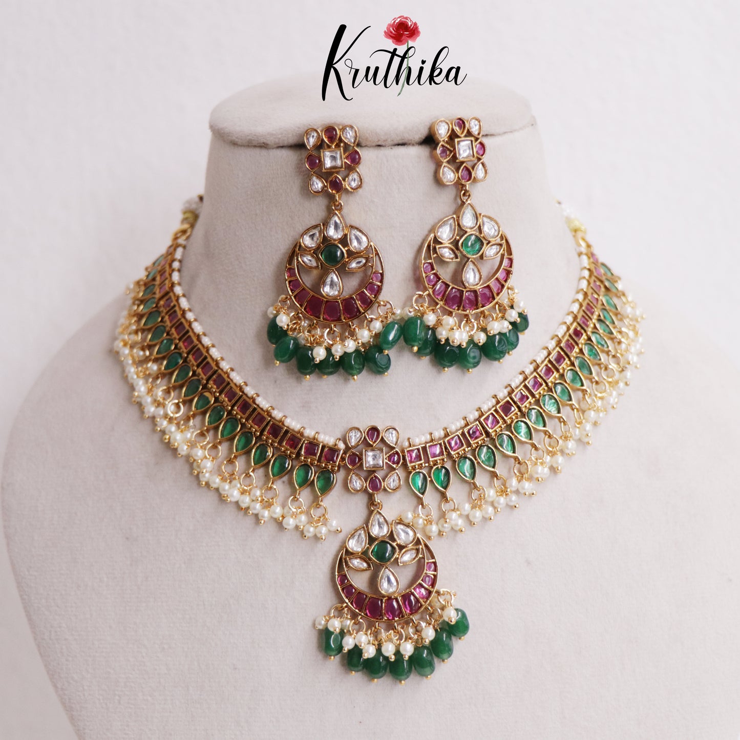 Traditional Kemp Square Teardrop Motifs Guttapoosalu Necklace NC2550