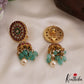 Stunning Kemp Floral Jhumka Earrings With Green Bead Drops E874