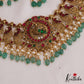 Premium Antique Peacock Motifs Jadau Choker With Green Bead Drops NC2768