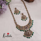 Grand AD Victorian Finish Lakshmi Pendant Haram with Beads Drops LH1982