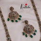 Grand AD Victorian Finish Lakshmi Pendant Haram with Beads Drops LH1982