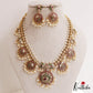 Stunning Peacock Floral Motifs Jadau Necklace With Rice Pearl Drops NC3134