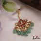 Classic Floral Motifs Kemp Maang Tikka With Green Bead Drops MT355