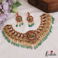Premium Antique Peacock Motifs Jadau Choker With Green Bead Drops NC2768