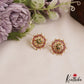 Pretty Pearl Border Floral Motifs Stud Earrings E1067 (Available In 3 Colors)