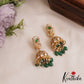 Premium AD Peacock Motifs Polki Jhumka With Green Bead Drops E1036