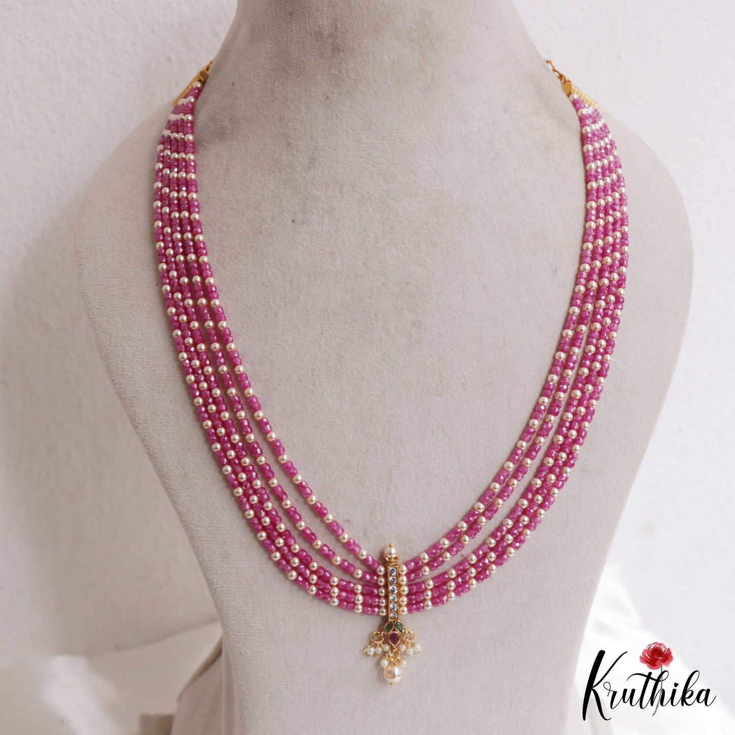 Beautiful Teardrop Motifs Multi Layer Pearl Bead Haaram LH2132 (Available In 9 Colors)