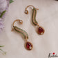 Gorgeous Leaf Teardrop Motifs CZ Victorian Ear Cuff E1138 (Available In 8 Colors)