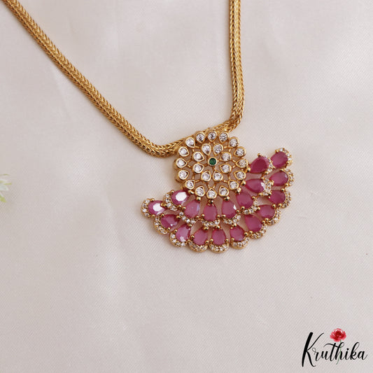 Trendy AD stones Pendant Chain Necklace Set NC3305