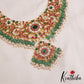 Gorgeous Floral Peacock Motifs Guttapoosalu Jadau Necklace With Green Bead Drops NC2885