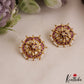 Pretty Pearl Border Floral Motifs Stud Earrings E1067 (Available In 3 Colors)