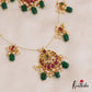 Beautiful Floral Motifs Chandbali Jadau Invisible Chain With Green Bead Drops NC2743