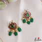 Classic Floral Teardrop Motifs Kemp Invisible Chain With Green Bead Drops NC3251 (Available In 3 Colors)