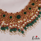 Gorgeous Floral Peacock Jadau Choker With Green Bead Drops NC2758