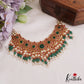 Gorgeous Floral Peacock Jadau Choker With Green Bead Drops NC2758