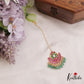 Trendy Teardrop Motifs Jadau Maang Tikka With Green Bead Drops MT358