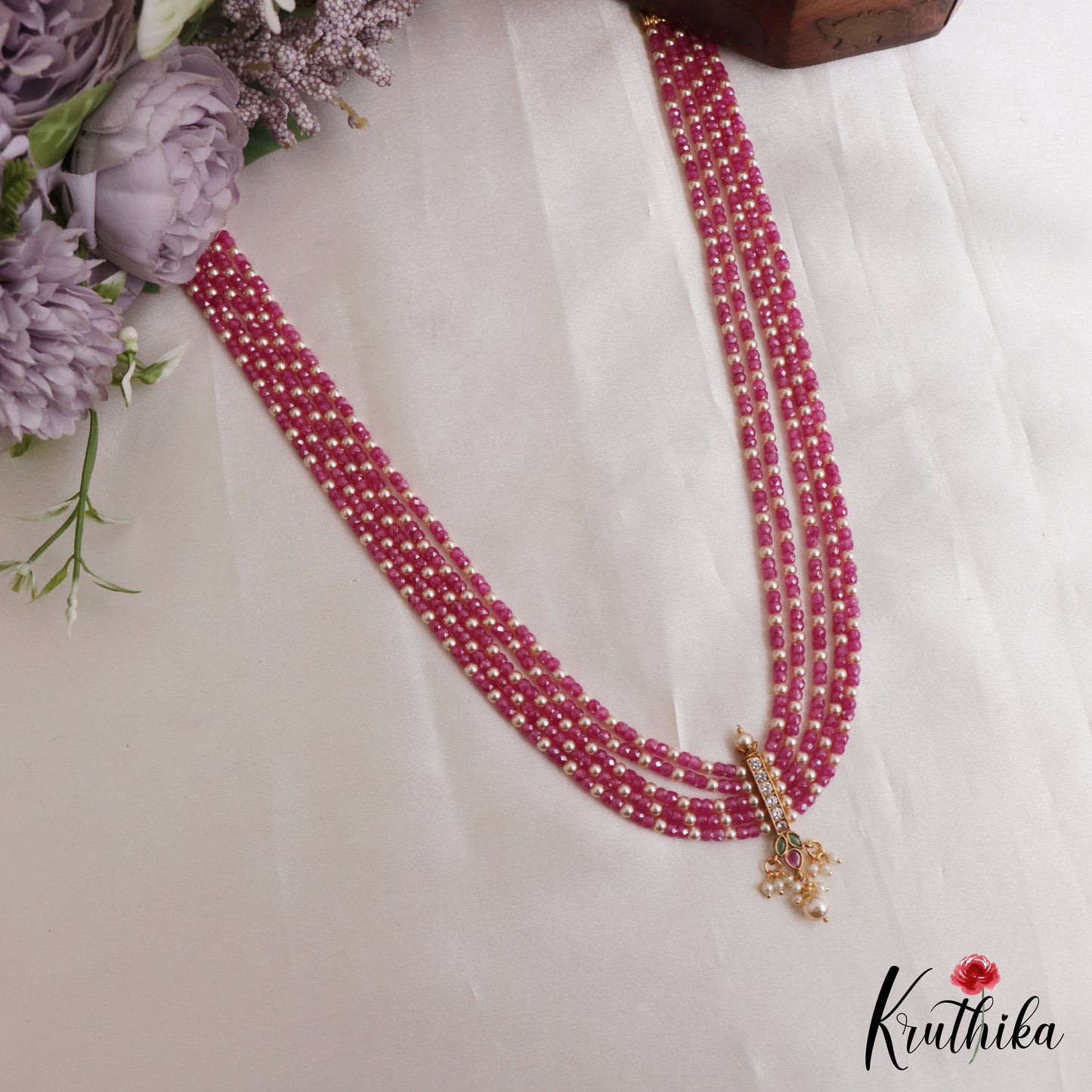 Beautiful Teardrop Motifs Multi Layer Pearl Bead Haaram LH2132 (Available In 9 Colors)