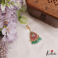 Trendy Floral Motifs Jadau Maang Tikka With Green Bead Drops MT363