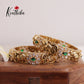 Traditional AD Temple Kada bangles - Emerald  B179