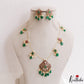Classic Floral Teardrop Motifs Kemp Invisible Chain With Green Bead Drops NC3251 (Available In 3 Colors)