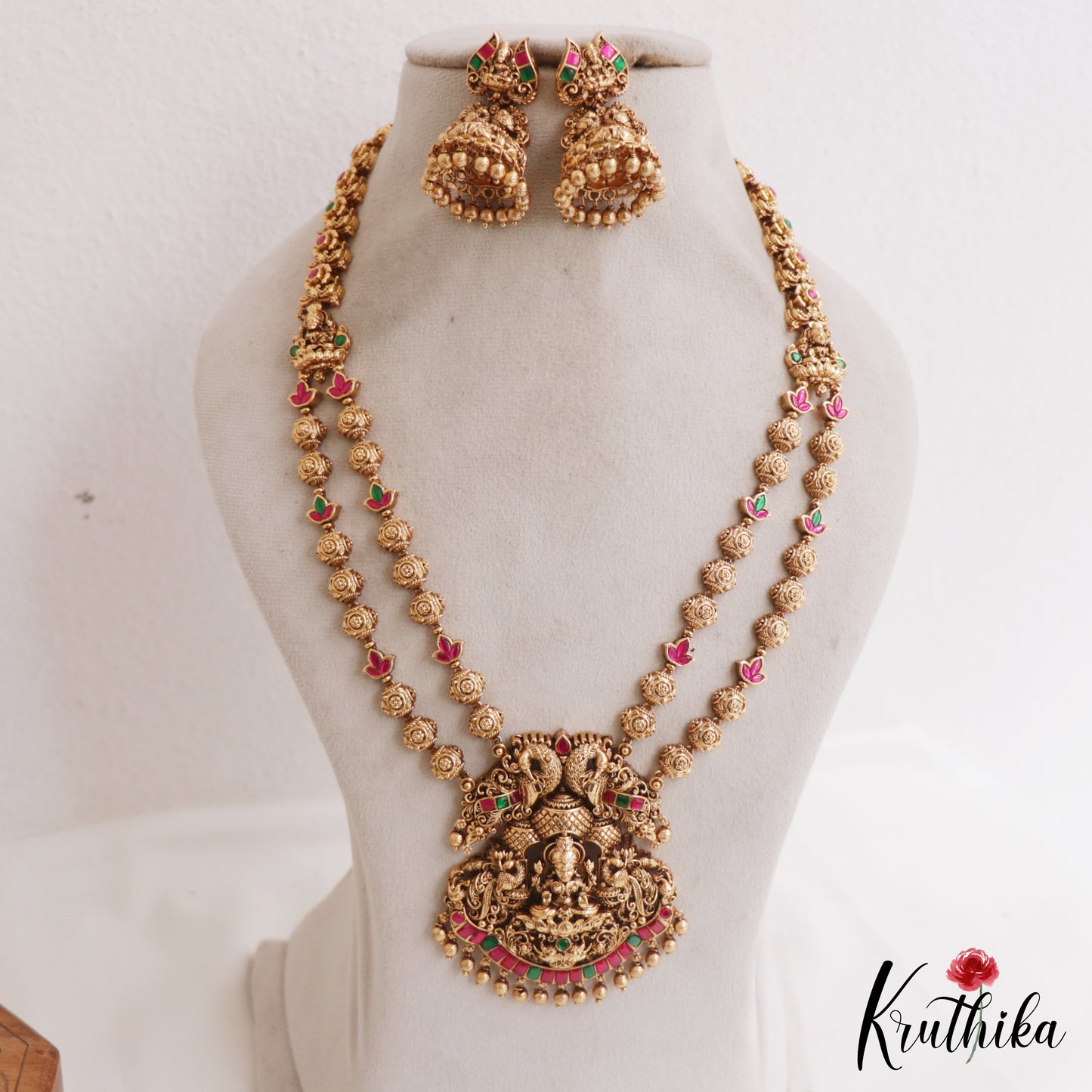 Grand Lakshmi Jadau Beads Haaram LH2000 (Available In 2 Colors)