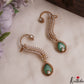 Gorgeous Leaf Teardrop Motifs CZ Victorian Ear Cuff E1138 (Available In 8 Colors)