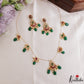 Elegant Teardrop Motifs Kemp Invisible Chain With Green Bead Drops NC3254