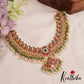Premium Peacock Floral Motifs Guttapoosalu Jadau Choker With Green Bead Drops NC2886