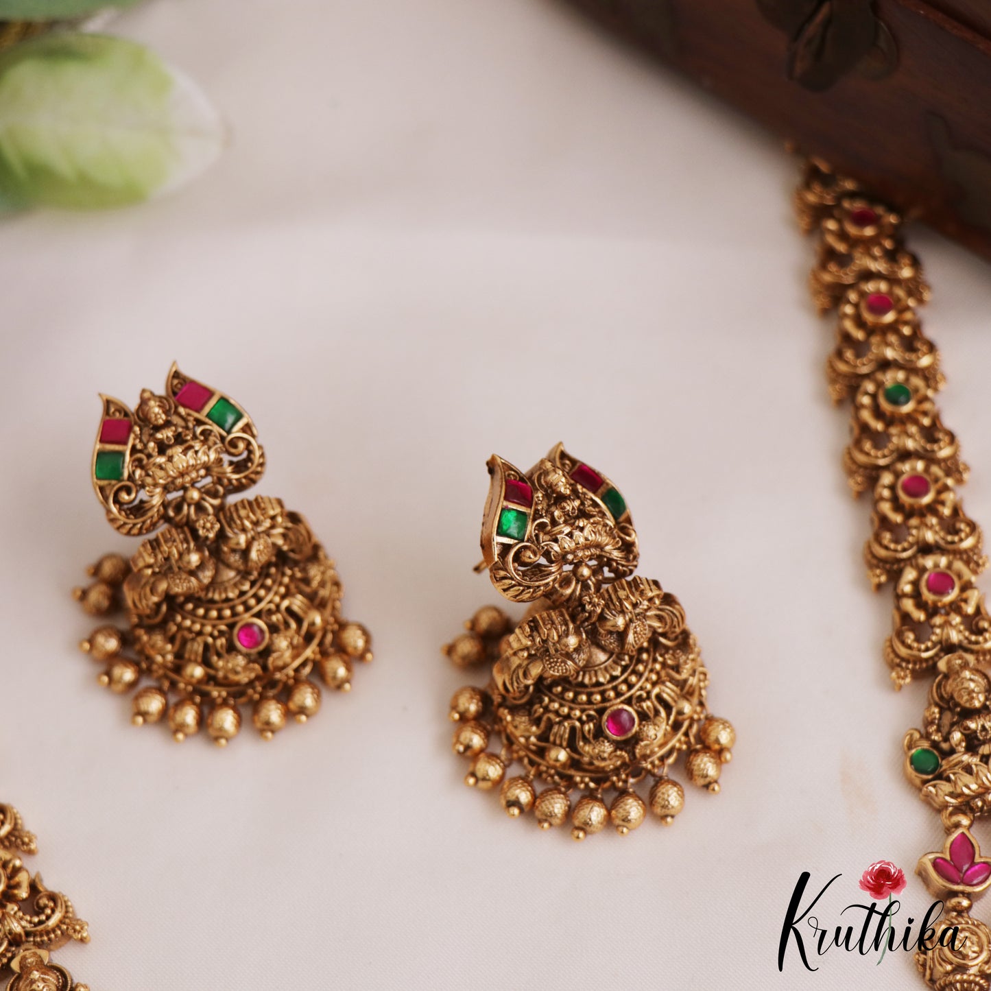 Grand Lakshmi Jadau Beads Haaram LH2000 (Available In 2 Colors)