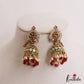 Elegant Peacock Motifs Kemp Jhumkas With Pearl Bead Drops E1128 (Available In 2 Colors)