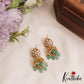 Stunning Teardrop Motifs AD Jhumka With Green Bead Drops E1035