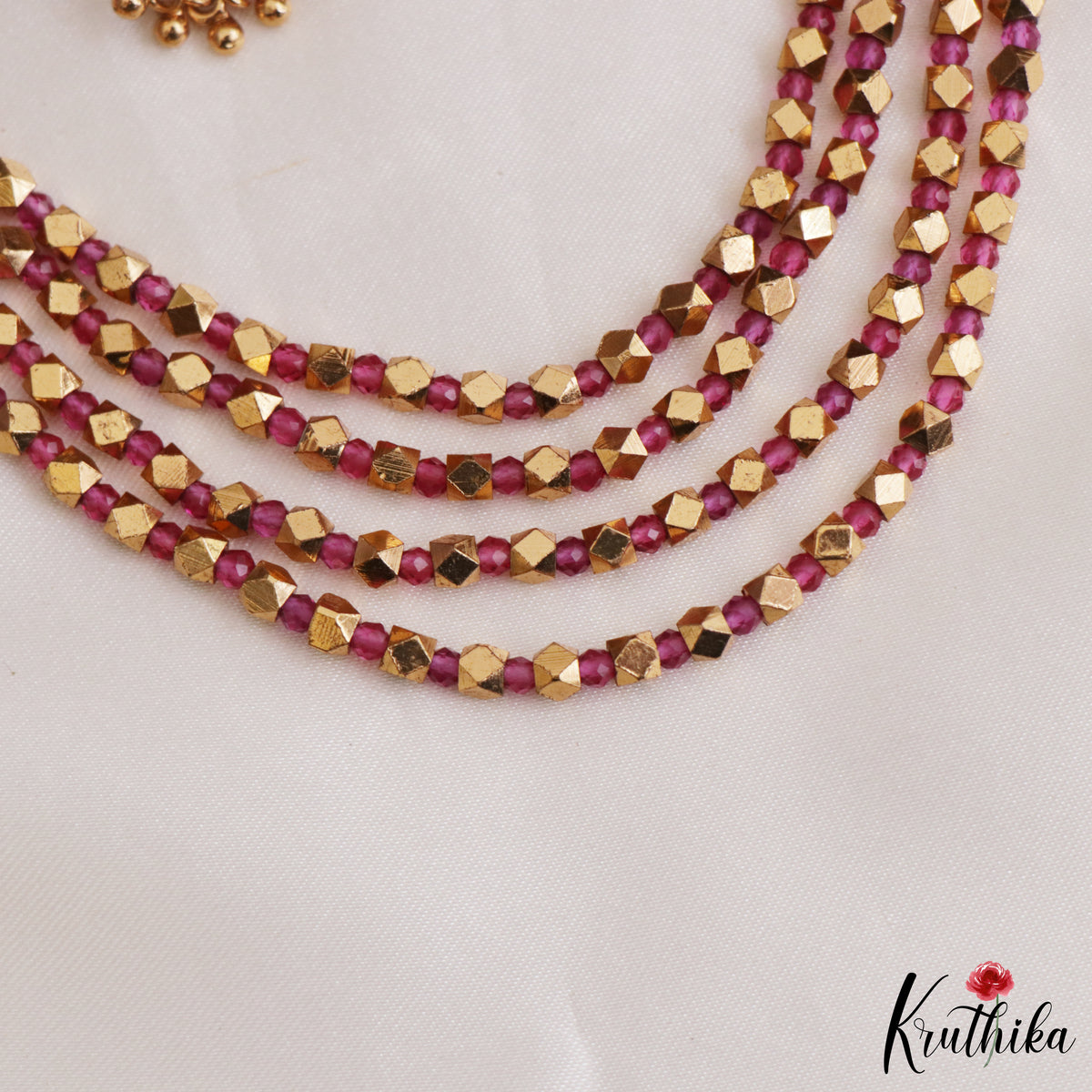 Layered golden beads necklace NC3300