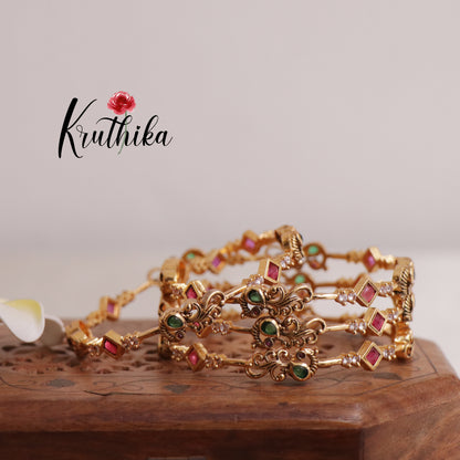 Beautiful AD Peacock Bangles B178 (Set of 4)